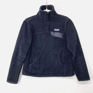 Patagonia Fleece Women XS Black Synchilla Snap T Pullover 1/4 Snap Outdoor Soft